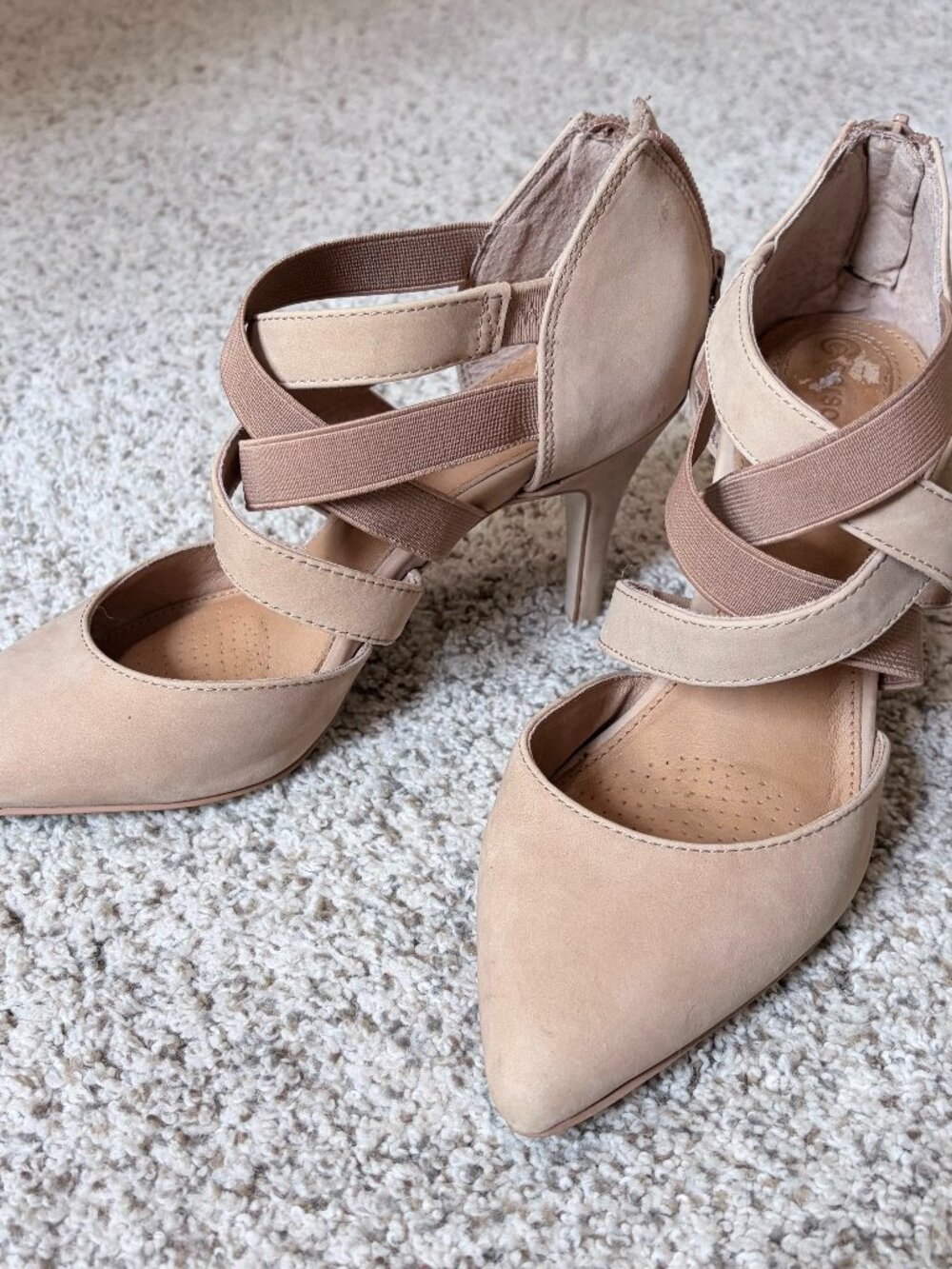 Corso Como Nude Suede Strappy Heels Size 7